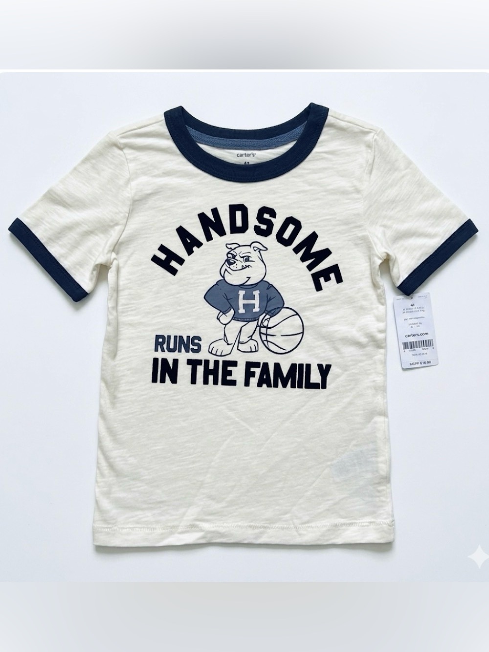 Carter’s | Cream Navy Tshirt | 4T